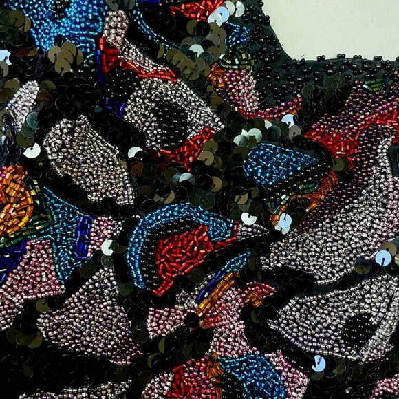 ❌SOLD❌ Oleg Cassini Vintage Beaded Sequin Strapless Bustier 100% silk top - Picture 5 of 7